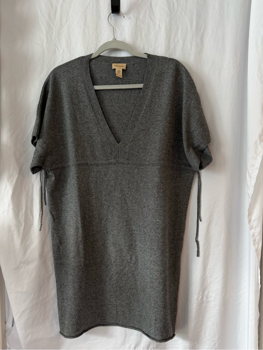 Ella Moss Charcoal V-Neck Knit Tunic with Side Ties